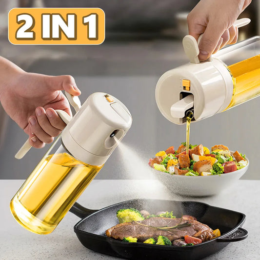 2 in 1 spruzzatore per olio, erogatore per olio da cucina per barbecue, erogatore per olio d'oliva, spruzzatore per cucina e cottura al forno