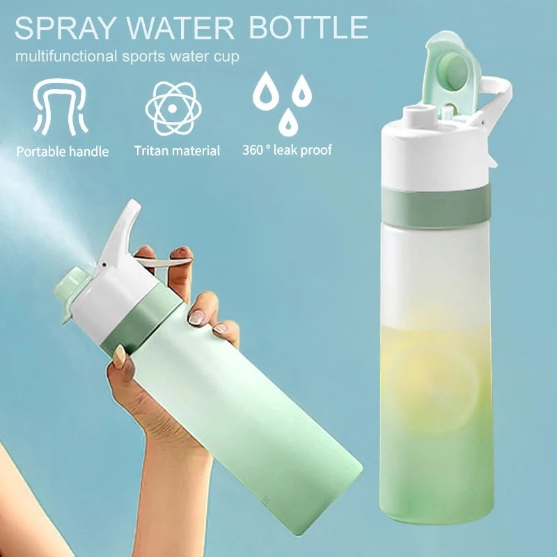 Bottiglia d'acqua spray per ragazze, sport all'aria aperta, fitness, tazza d'acqua, grande capacità, bottiglia spray